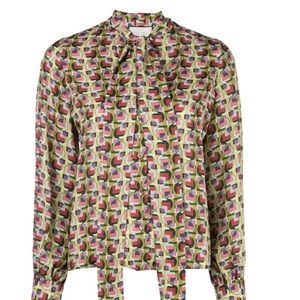 Alexis Londyn Tie-Neck Geometric Print Top